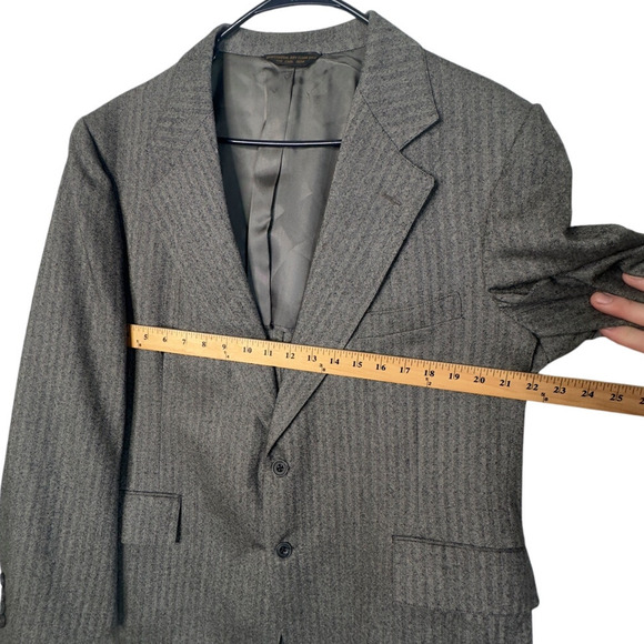 Nordstrom Mens 44R Pinstripe Wool 3 Piece Suit Jacket 40x31 Pants Vest Gray EUC! - Picture 7 of 15